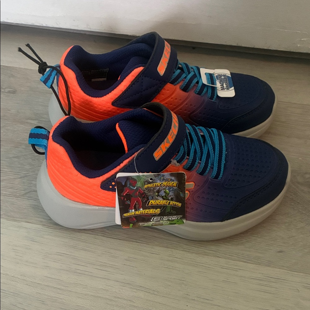 Skechers Kids' Blue and Orange Sneakers Brand New US Size 11 - Picture 4 of 6